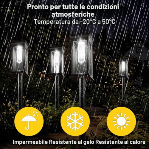 Amzxart Illuminazione solare per esterni, illuminazione solare, illuminazione per paesaggi a energia solare, confezione da 2 luci solari per esterni, illuminazione solare da giardino per cortile