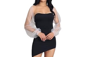 GORAIS Wedding Tulle Bolero Shrug Evening Jacket Long Sleeve Bridal Party Mesh Cardigan for Women and Bride Dresses