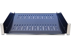 Rising 1 Pack 19'' Vented Steel 2 Space 2U Rack Mount Cantilever Network Shelf 18'' Deep