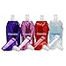 ACTIVIVA USA Merchant | Collapsible Reusable Water Bottle with Carabiner Clip Light Weight Leak Proof Foldable Drinking Water Bottle Non Toxic BPA Free - 16.9 oz 4 Pack (Pink, Purple, Red, Clear)