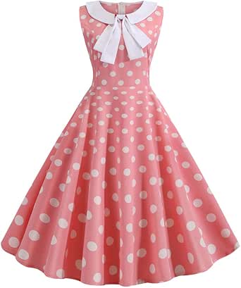 YOCheerful Vintage Dress Bow Women Dot 
