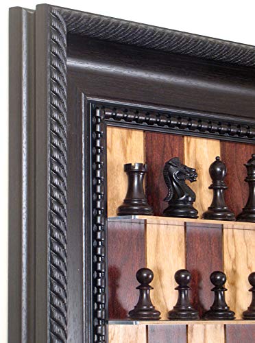 Murphy Chess Pieces on Red Cherry Vertical Board and Brown Traditional Frame