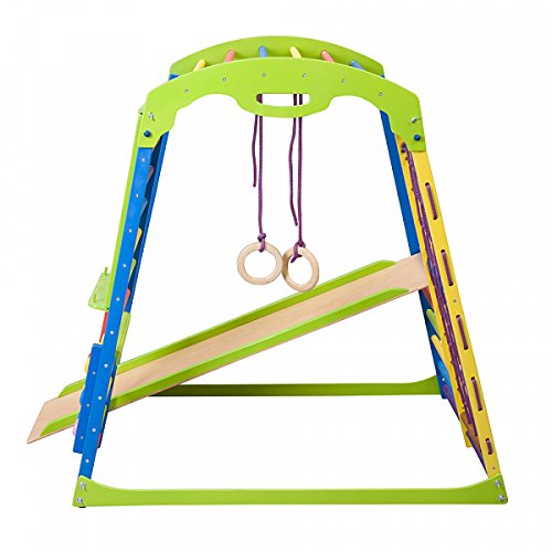 Dani LLC Indoor Wooden Playground for Kids SportWood Indoor Gym Sets Up Climbing Ladder Swing Slide and Rings (SportWood Plus)