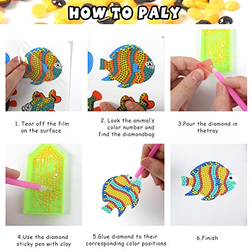 Koogel 30pcs Diamond Painting Stickers，5D DIY Kids Diamond Painting Kids Diamond Art Diamond Painting Kits for Kids for Paint by Numbers Diamonds Children Adult Beginners