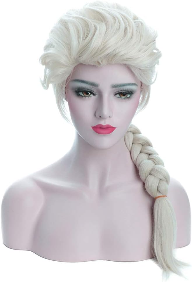 Karlery Women Long Beige Braided Fashion Wig Halloween Party Wig Cosplay Wig