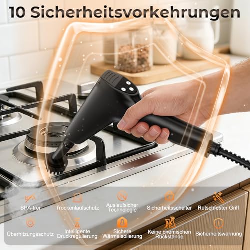 Double Control Steam Cleaner Handheld 1.8 L, US HSD Technology - 99.99% Sterilisation Rate, Graphene Heating Technology - Heats in 8S, Steam Cleaner is 4 m, Suitable for All Applications