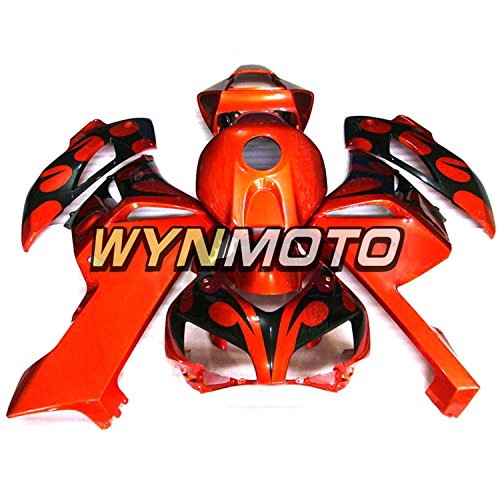 WYNMOTO ABS Plastic Injection Motorcycle Fairing Kit For Honda CBR1000RR 2004 2005 Orange Gold Flame Sportbike Covers