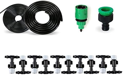 rescozy 10M 33FT Misting Cooling System with 10 Pcs Mist Nozzle Sprinkler and Quick Coupling for Garden Home Outdoor Irrigation