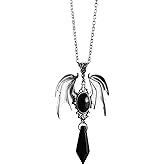 Nojess Gothic Bat Necklace for Women Men Vintage Crystal Vampire Bat Pendant Necklace Halloween Cosplay Goth Accessories