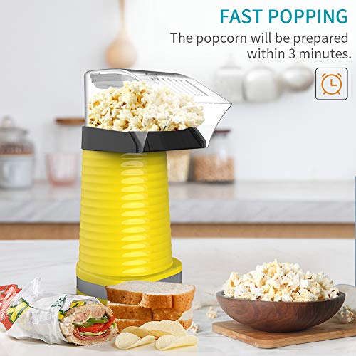 1200W Fast Hot Air Popcorn Popper With Top Cover, Electric Popcorn Maker Machine, Healthy & Delicious Snack For Family Gathering, Easy To Clean, ETL Certified, Safe