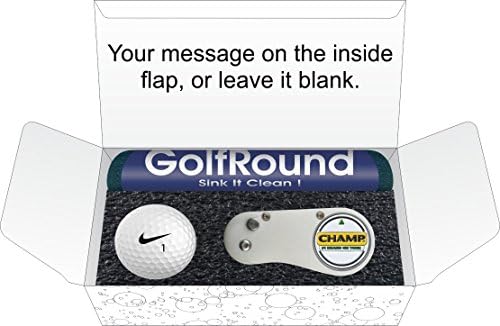 Congratulations Golf Gift Set (Short Game Essentials) GolfRound Towel - Nike Golf Ball - FLIX Repair Tool - Golf Greeting Card - Packaging (With Gift Tag)