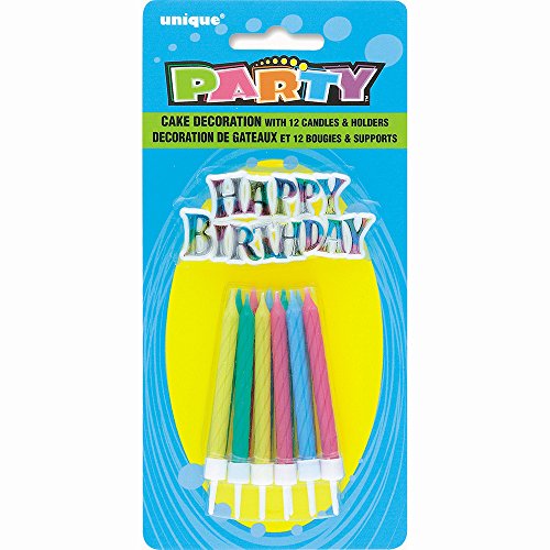 Rainbow Happy Birthday Cake Topper & Birthday Candle Set, 13pc