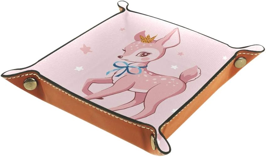 Ciervo Rosado Pequeña Caja De Almacenamiento De Cuero Caja De
