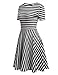ACEVOG Women O-Neck Short Sleeve Striped Solid Casual Flared A-Line Swing Dress