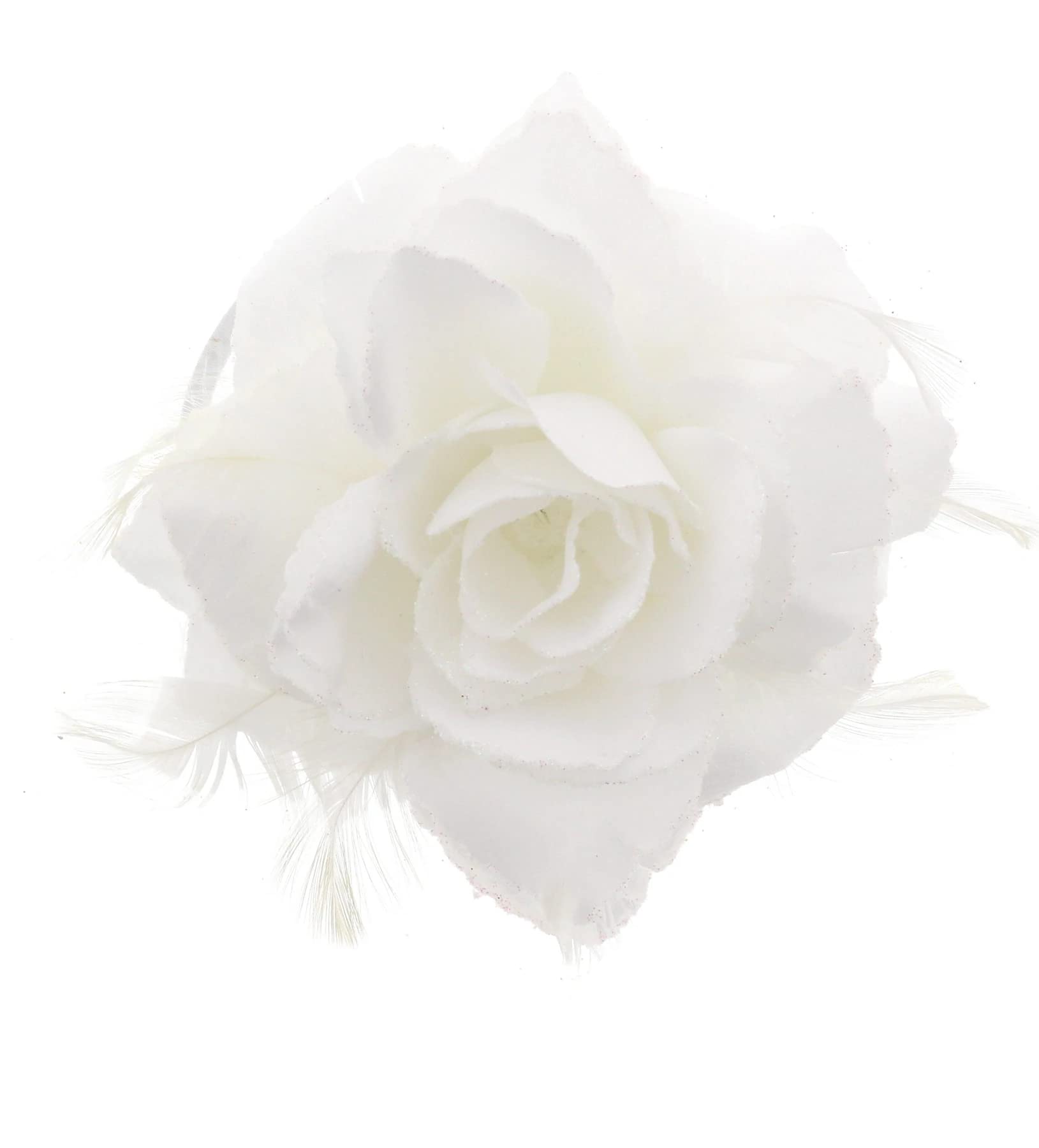 Topkids Accessories Rose Flower Hair Clip Hairband Brooch Safety Pin Hairpin Floral Corsage Fascinator Hair Band Aligator Beak Grip for Women & Girls Wedding Prom Party Special Occasion (White)