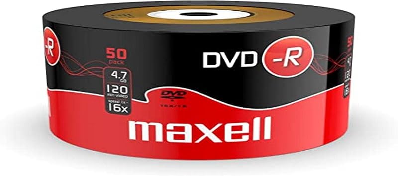 Maxell 504892 DVD-R 4.7GB 16X 120 Min Matt Silver 50 Pack Shrink Wrapped