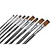 APG 9pcs Flat Pointed Tip Nylon Hair Acrylic Watercolor Brush Artists Paint Brush Set