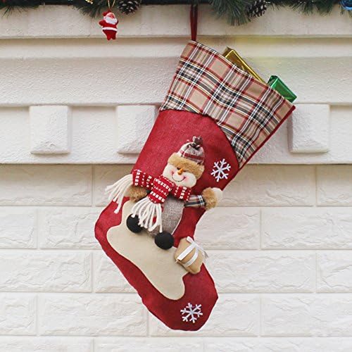 Tall 18" Christmas Stockings Cute Toy Sock Gift Bag Christmas Tree Pendant Decoration Fireplace Décor – Snowman