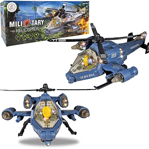 ANJ Kids New Holiday Helicopter Toy for Kids | Battery Operated Bump N Go, Beautiful Flashing Lights and Realistic Sounds Effects Toy Helicopter (Super Cobra) - Thumbnail 6