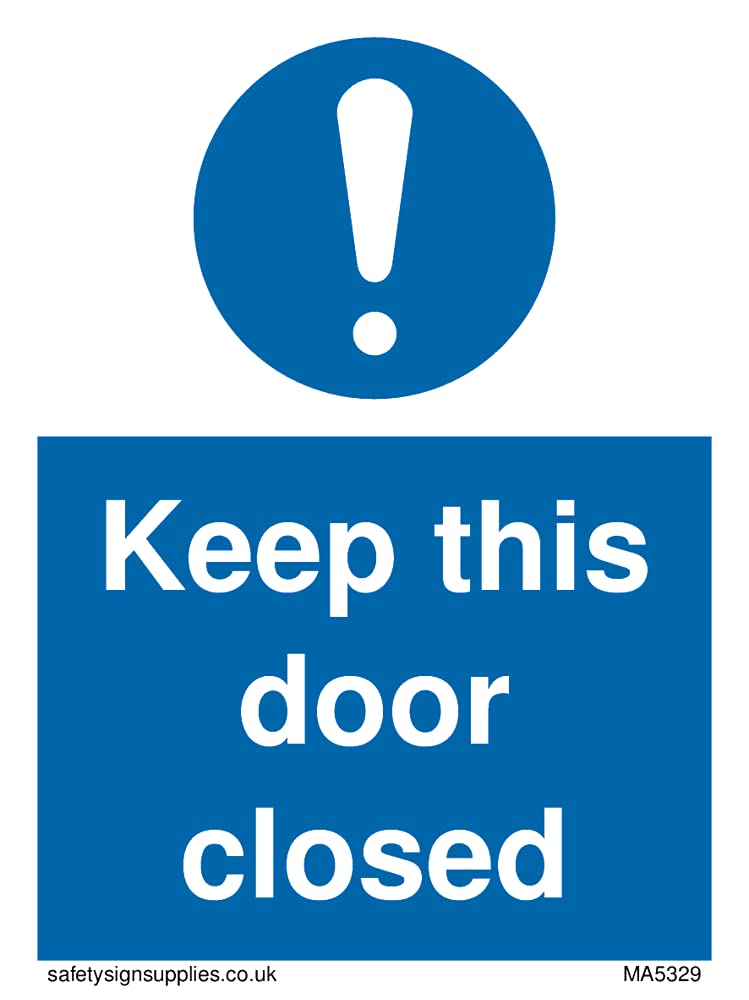 Pack of five - Keep this door closed Sign - 75x100mm - A7P