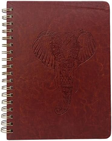 ModaBook Ruled Line Faux Leather Hardcover Writing Notebook with Spiral Bound Journal Embossed Diary 7 x 9.5 Inches,192 Pages
