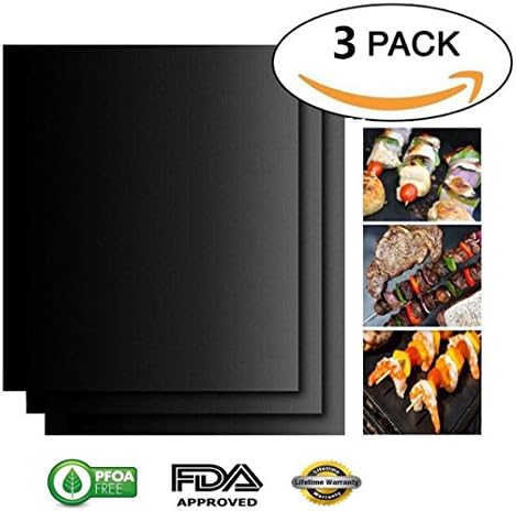 Kokome 3 Pack Resuable Oven Liners Non Stick Heavy Duty BBQ Grill Mats Baking Cooking Sheets Durable Heat Resistant Teflon Fan Assisted Coated Toaster Ovens Lining 40x50CM