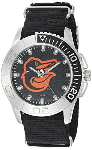 Game Time Men's 'Starter' Metal and Nylon Quartz Analog Watch, Color Black (Model: MLB-STA-BAL2)