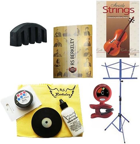 Cello Players Mega Pack - Essential Accessory Pack for the Cello: Includes: Cello Care &amp; Cleaning Kit, Cello Mute, Music Stand, Band Folder, Essential Elements 2000 Book 1 for Cello, &amp; Tuner &amp; Metronome