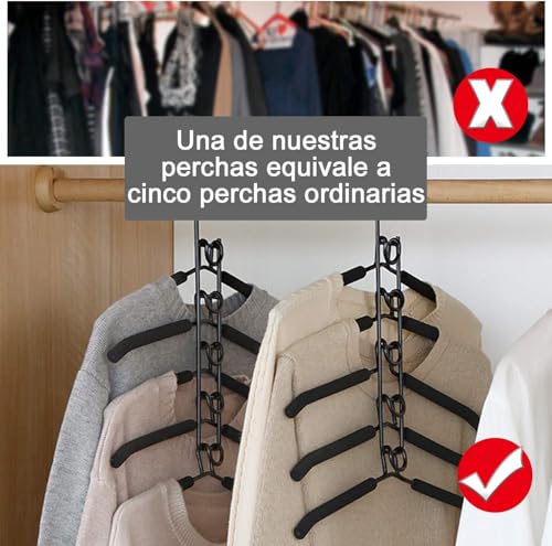 LUKANATO Ganchos para Ropa, 2 Piezas Ganchos para Pantalones Multicapa Desmontable, Perchas Plegables Multifuncionales para Jerseys, Camisas y Trajes