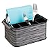mDesign Cutlery Holder with Handles - Decorative Cutlery Basket for Kitchen, Garden or Picnic - Storage Box with Large Compartments - Black