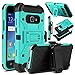 J1 (2016) Case, Luna 2016, Express 3 Case, Venoro Heavy Duty Shockproof Rugged Three-Layer Full Body Protection Case Cover with Belt Swivel Clip and Kickstand for Samsung Galaxy J1 (2016) (Blue Green)