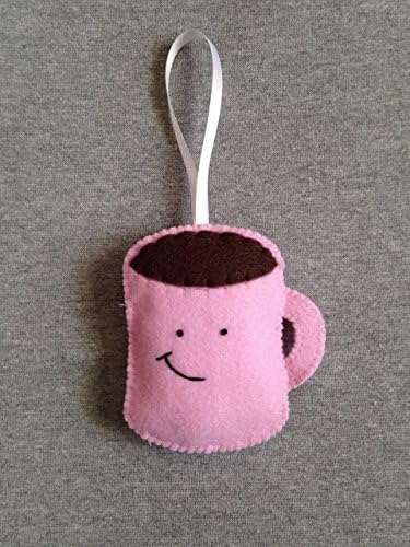 Coffee Mug Ornament with a Smile, Felt, Hot Chocolate