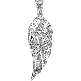 14K Gold Textured Single Angel Wing Charm Pendant - Choice of Metal