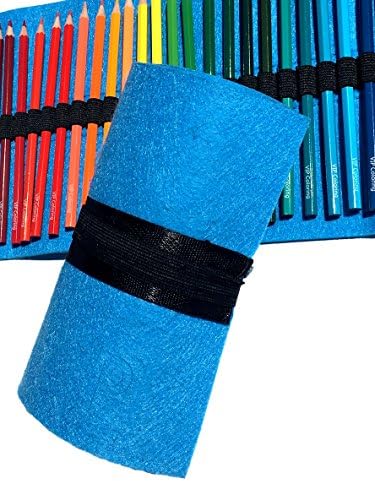 48-Count Watercolor Colored Pencils with Felt Roll Out Case, Sharpener and Paintbrush by VIP Coloring Books