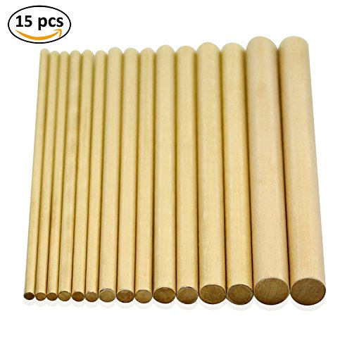 DYWISHKEY Brass Round Rods Bar Assorted, Diameter 2.5-8mm for DIY Craft Tool (15Pcs)