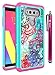 Style4U LG V20 Case, Hawaiian Flower Shock Resistant Studded Rhinestone Crystal Bling Hybrid Armor Case Cover for LG V20 with 1 Stylus [Teal/Hot Pink]