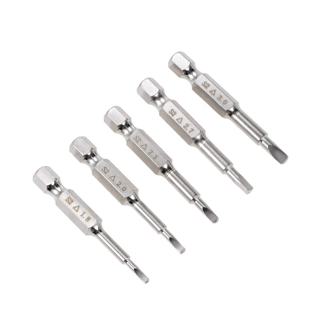 sourcing map Set(5pcs) 1/4 Inch Hex Shank (TA18, 20, 23, 27, 30) Magnetic Triangular Head Screwdriver Bit Set, 50mm Length S2 Screw Driver Kit