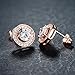 Stud Earrings 18K Rose Gold Plated Cubic Zirconia CZ Halo Ear Stud Hypoallergenic for Women with Sensitive Ears Jewelry Gift