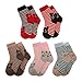 Eocom 5 Pairs Children's Winter Warm Wool Animal Crew Socks Kids Boys Girls Socks(8-12 Years,Cat)