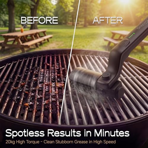 Electric Grill Brush, Cordless BBQ Grill Cleaner for Burnt-On Food, Safe Bristle-Free Electric Grill Cleaning Tool for Outdoor Grills