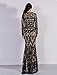 LinlinQ Women Sexy O Neck Long Sleeve Retro Sequin Maxi Gorgeous Dress