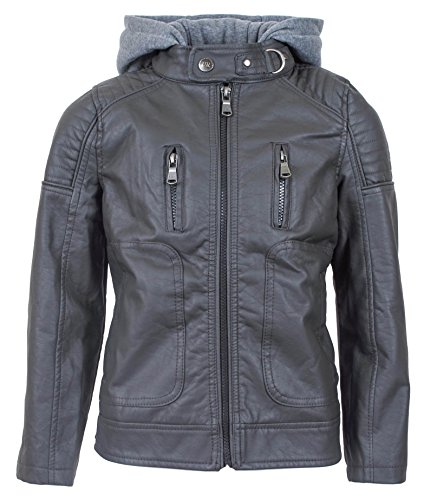 Urban Republic Boys' Faux Leather Moto Jacket With Zips (14/16, Grey)