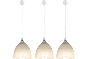 Kiven 3-Lights H-Type Track Light, Dimmable Track Mount Pendant Lighting Fixtures w/Frosted White Finish Glass Shade