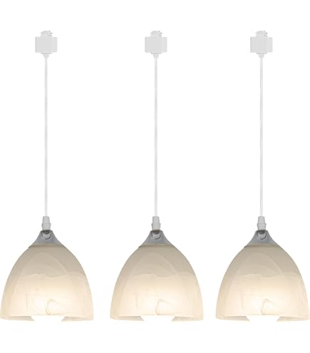 L-Type Track Lighting Pendant – 3.2 Ft Drop, White Iron Lampshade With Chrome E26 Socket, Compatible With Lightolier Tracks