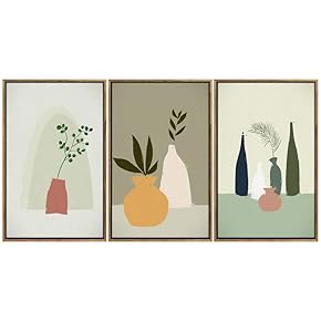SIGNWIN 3 Piece Framed Canvas Wall Art Illustration...