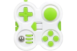 QOOLBUY Premium Fidget Pad Toy,Relief Stress and Anxiety,Fidget Buttons Controller to Kill Time,Fidget Game Pad for Kids and Adults with Autism,ADD,ADHD (White-Green)