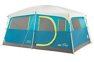 Coleman Camping Tent, 8 Person Tenaya Lake Fast Pitch Cabin Tent with Closet, Light Blue