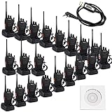 Retevis H-777 2 Way Radios UHF Radio 400-470MHz 16CH Walkie Talkies with Earpiece Belt Clip (20 Pack) and USB Programming Cable