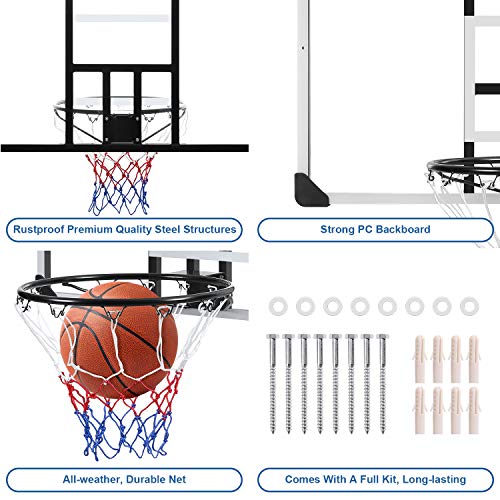 MaxKare 44 Inch Basketball Backboard WallMount Hoops & Goals Rim Combo