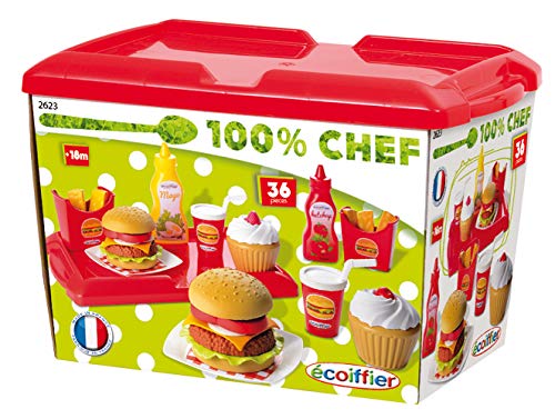 Burger Spielzeug-Set – 32-teiliges Spielset mit Pommes, Ketchup, Burger, Tablett, usw., ideal für Kinderküche, für… – Bild 3